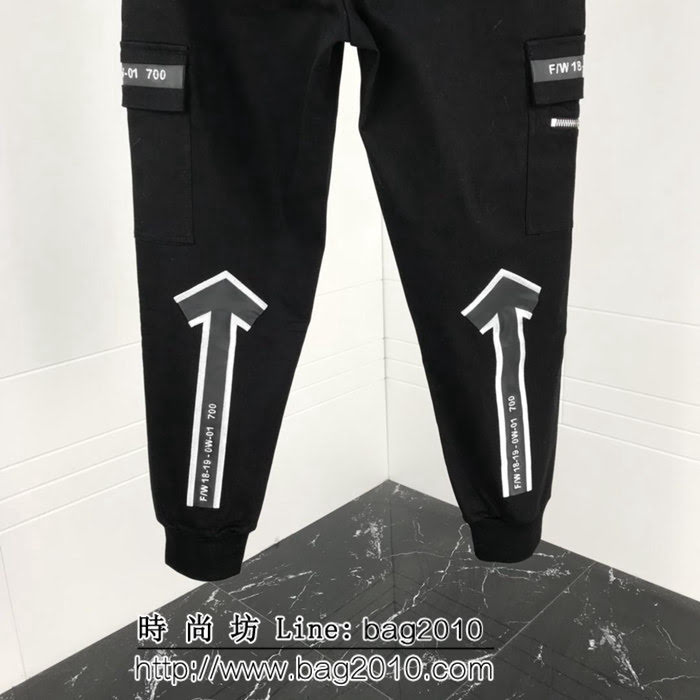 OFF-white獨家 彈力牛仔 拼皮刺繡字母 微垮版型 休閒褲 ydi1997